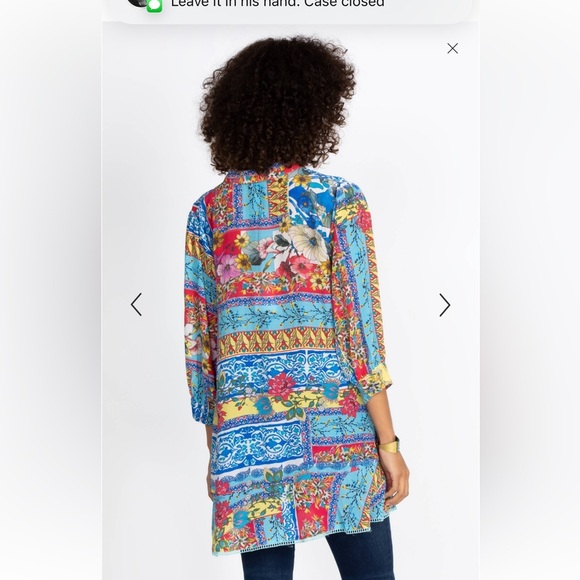 Johnny Was - Size XL Midsummer Sednea 100% Silk Ruffle Tunic Blouse - Picture 3 of 8